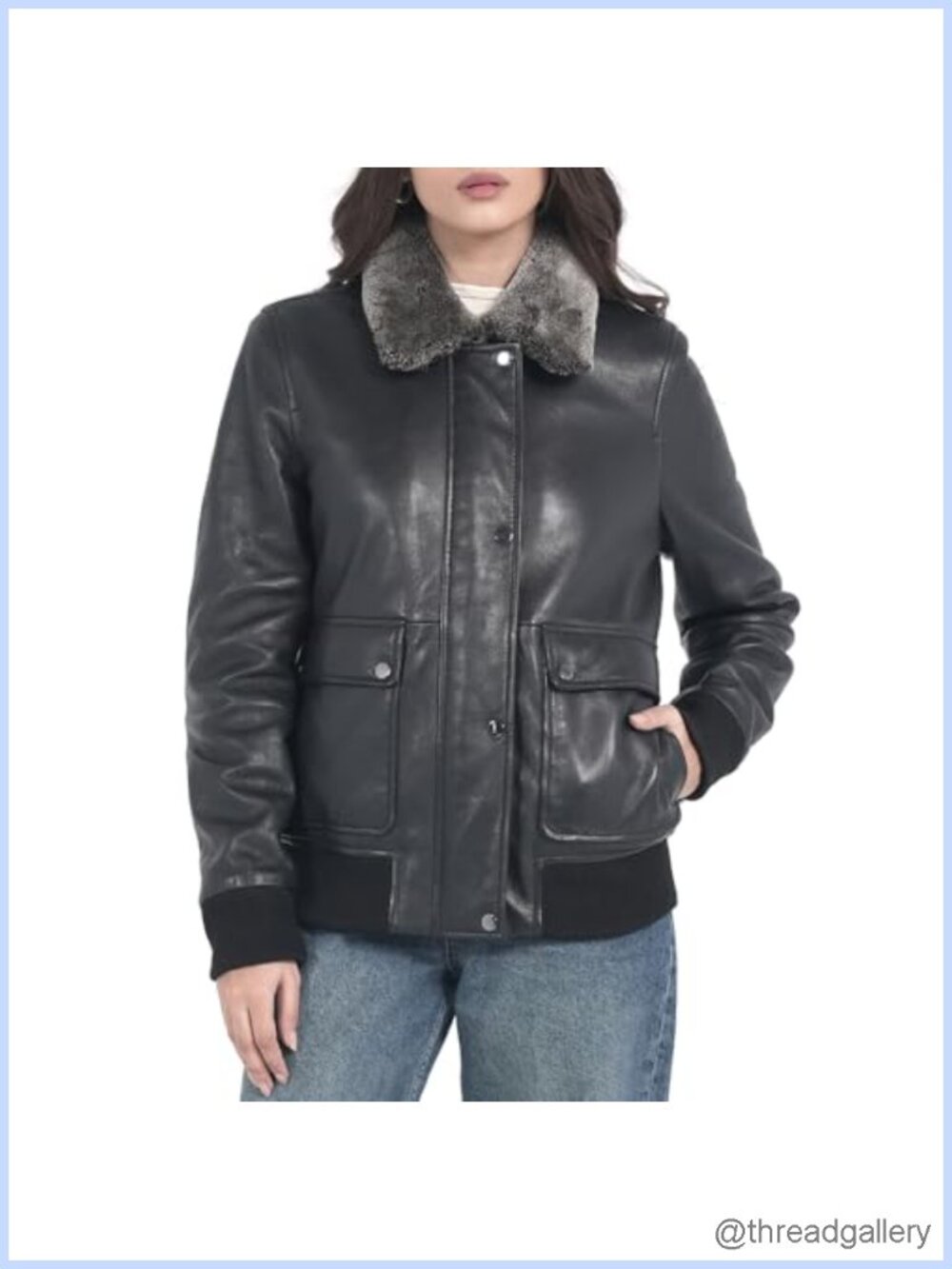 Genuine Lambskin Leather Bomber Jacket Aviator Faux Fur Collar YKK Zipper